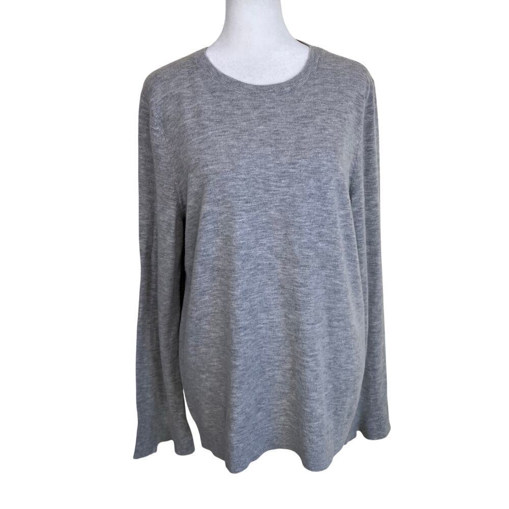 Talbots Sz L Wool Blend Flare Sleeve Crewneck Sweater Modest Winter Basic Soft